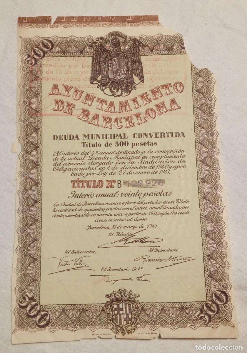 Collezionismo Azioni Spagnole: Acci&oacute;n Ayuntamiento de Barcelona 1941