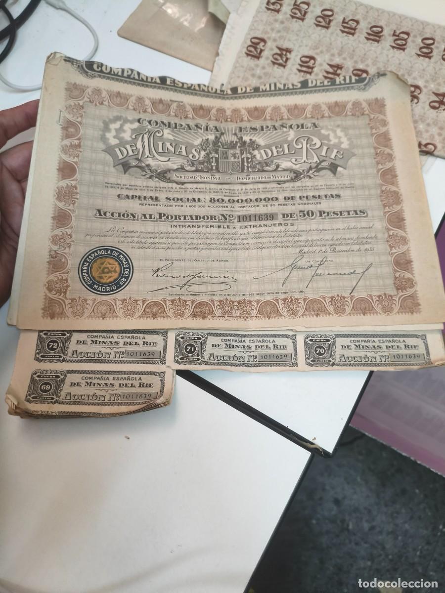 Coleccionismo acciones espa&ntilde;olas: ACCION DE LA EMPRESA COMPA&Ntilde;IA ESPA&Ntilde;OLA DE MINAS DEL RIF , A&Ntilde;O 1935 1938