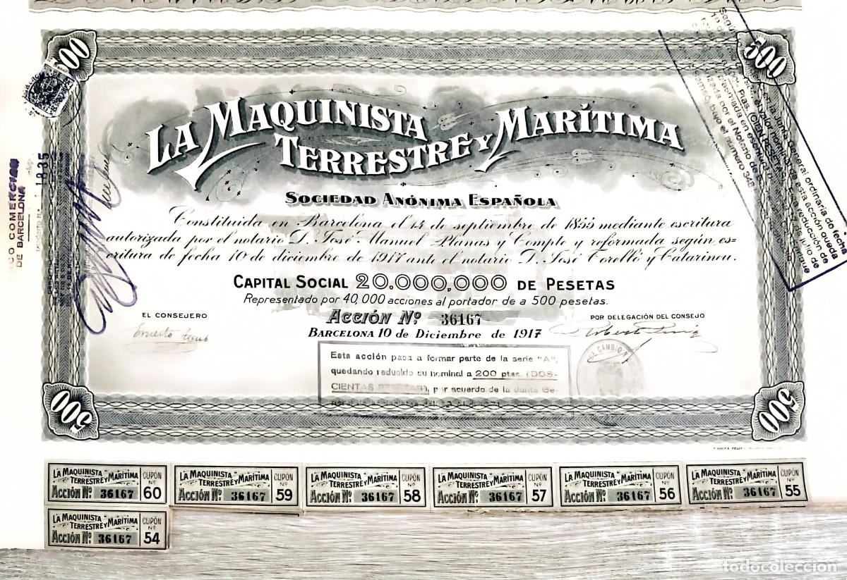 Coleccionismo acciones espa&ntilde;olas: La Maquinista Terrestre y Mar&iacute;tima, S.A. (1917)