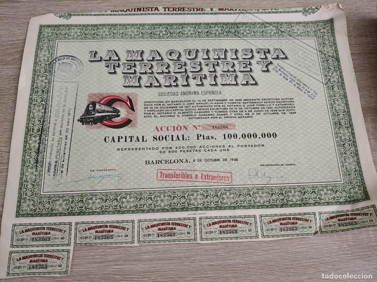 Coleccionismo acciones espa&ntilde;olas: La Maquinista Terrestre y Mar&iacute;tima, S.A. (1948)