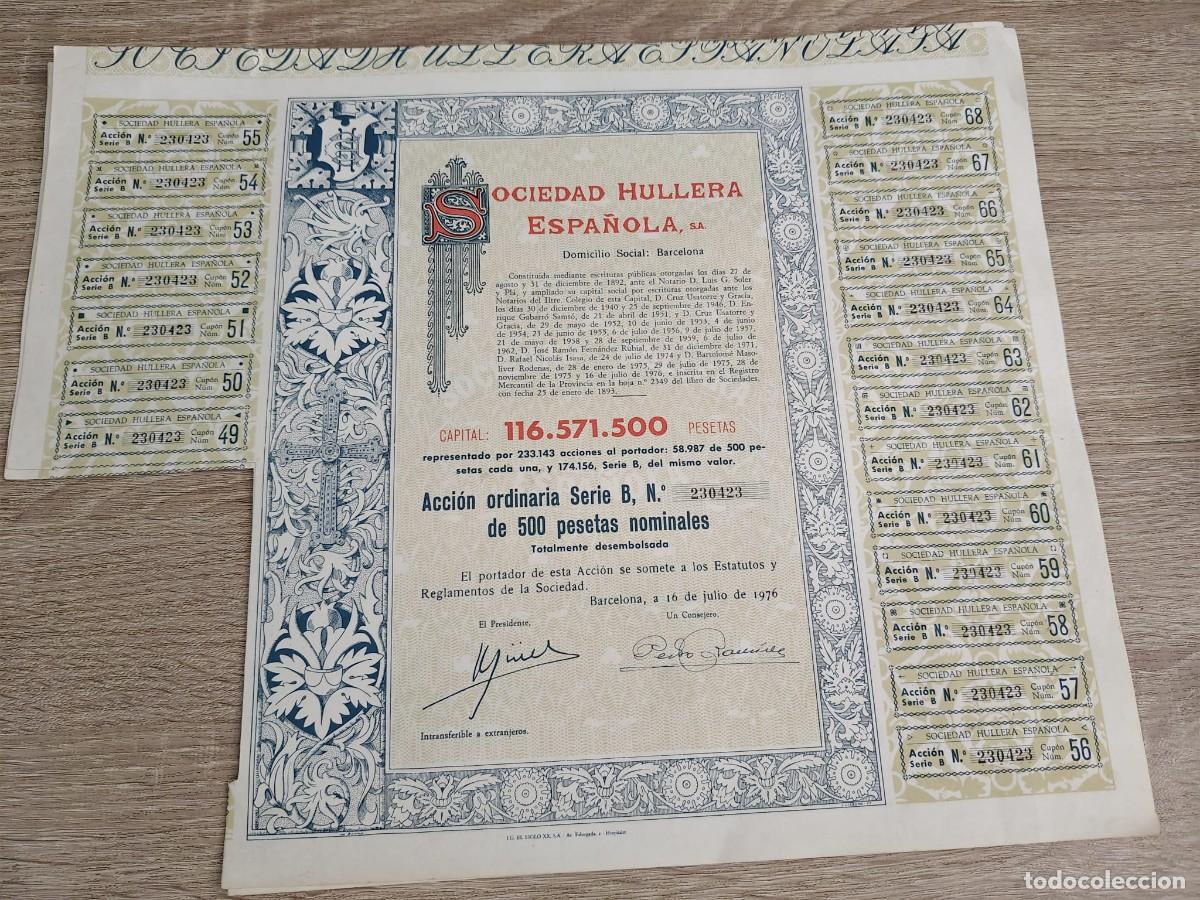 Collectionnisme Actions Espagne: Sociedad Hullera Espa&ntilde;ola, S.A. (1976)