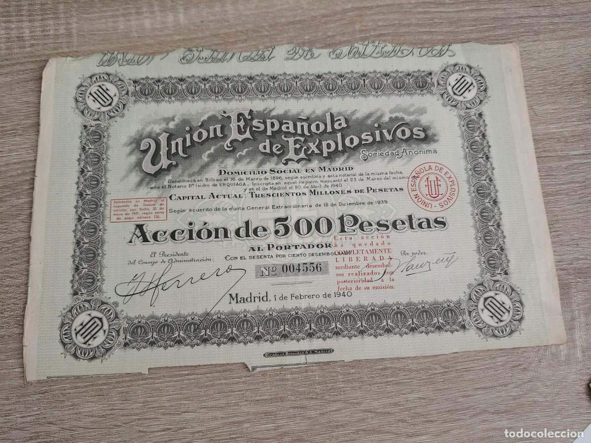 Collectionnisme Actions Espagne: Uni&oacute;n Espa&ntilde;ola de Explosivos, S.A. (1940)