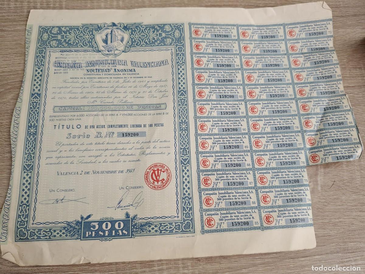 Collectables Spanish Shares: Compa&ntilde;&iacute;a Inmobiliaria Valenciana, S.A. (1973)