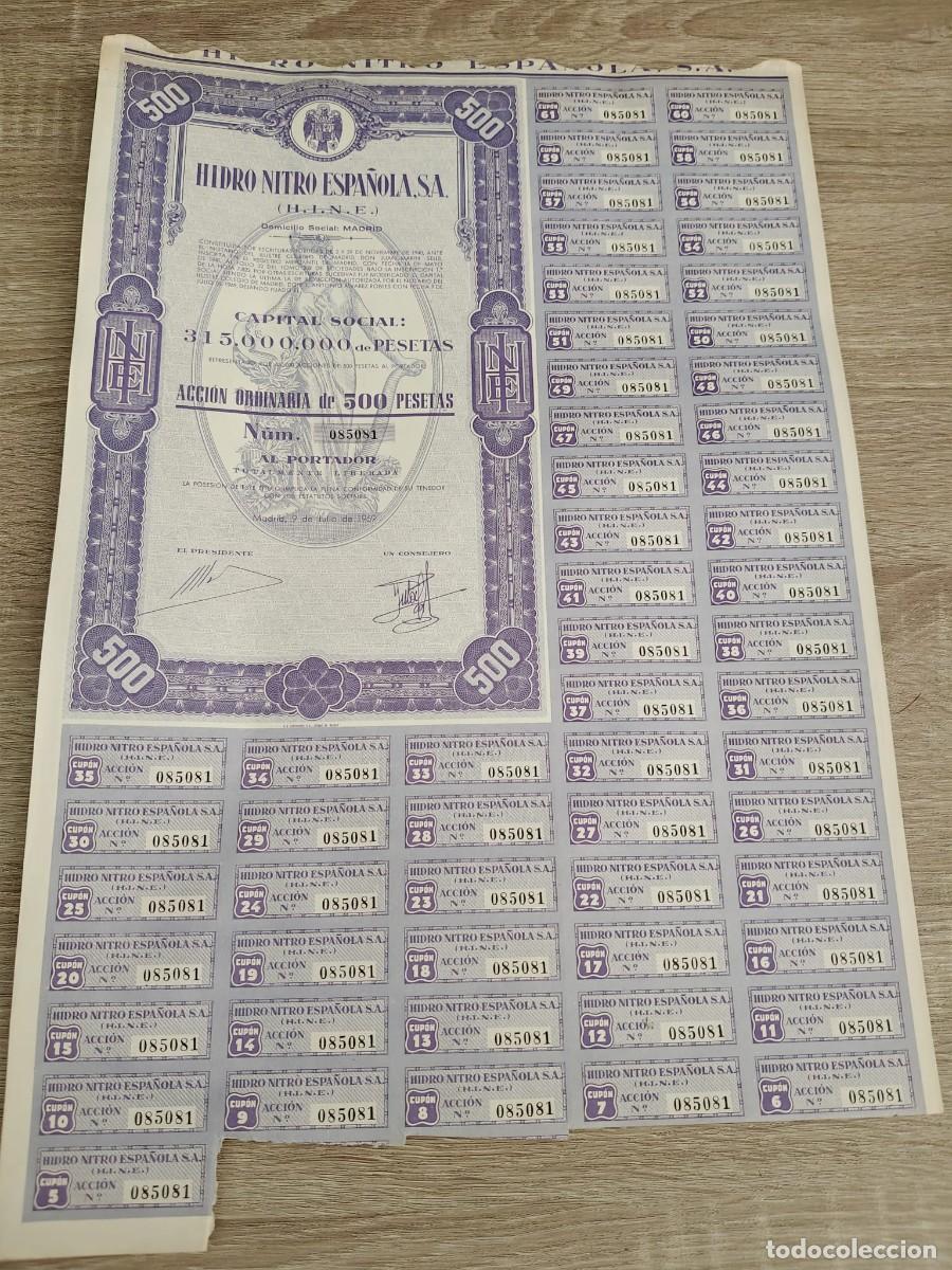 Collectionnisme Actions Espagne: Hidro Nitro Espa&ntilde;ola, S.A. (H.I.N.E. - 1965)