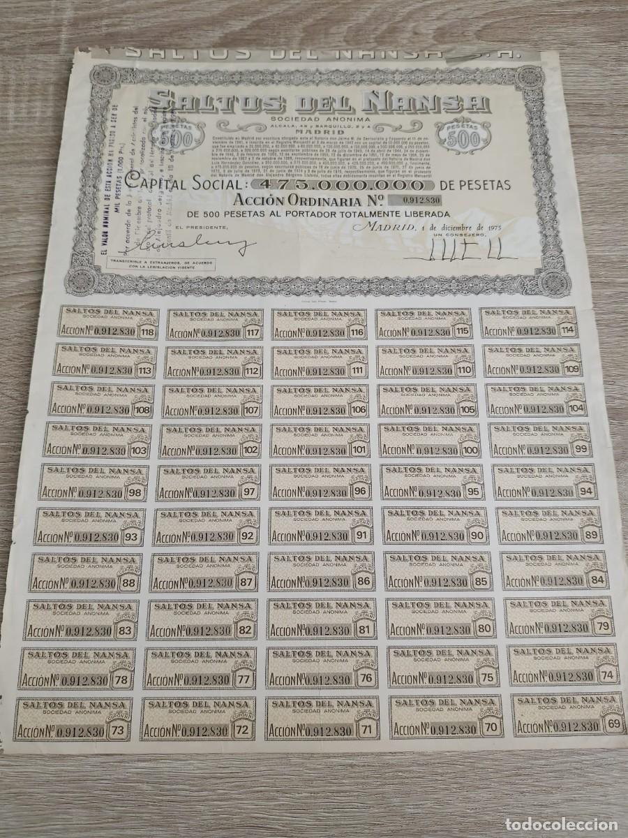 Sammeln von spanischen Wertpapieren: Saltos del Nansa, S.A. (1975)