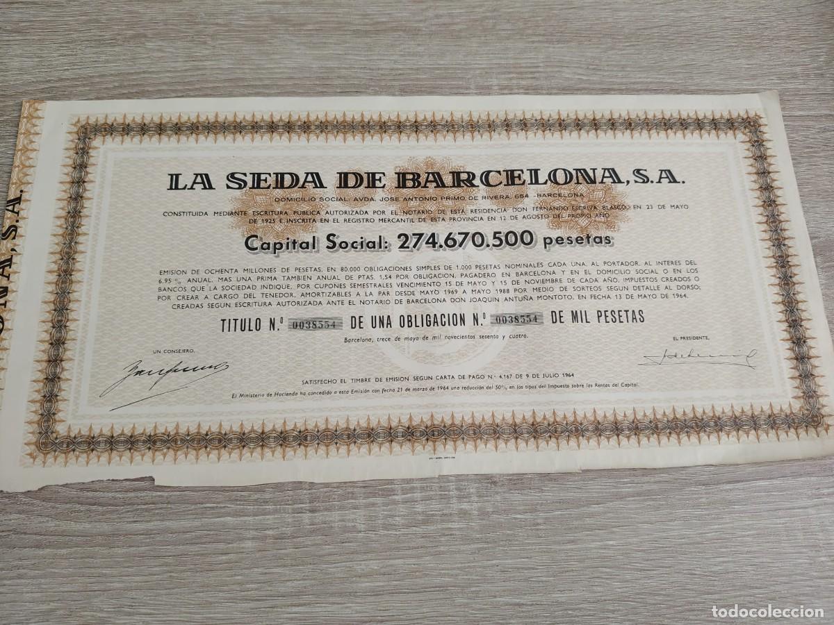 Coleccionismo acciones espa&ntilde;olas: La Seda de Barcelona, S.A. (1964)