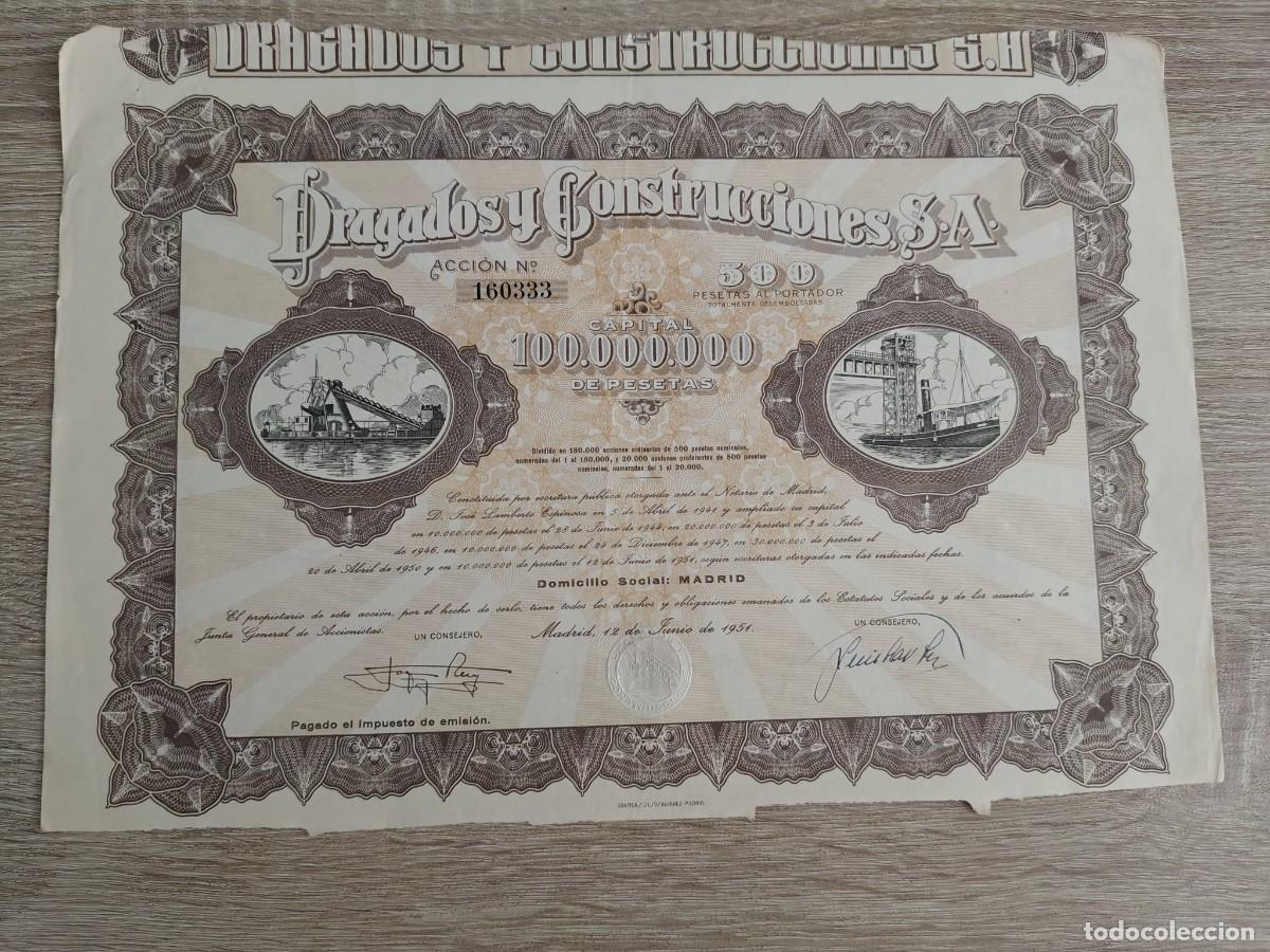 Coleccionismo acciones espa&ntilde;olas: Dragados y Construcciones, S.A. (1951)