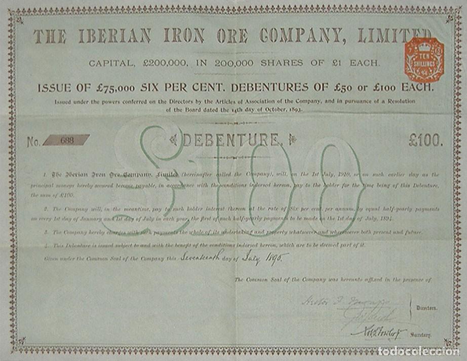 Coleccionismo acciones espa&ntilde;olas: The Iberian Iron Ore Company Limited - Compa&ntilde;&iacute;a Ib&eacute;rica de Mineral de Hierro (1895)