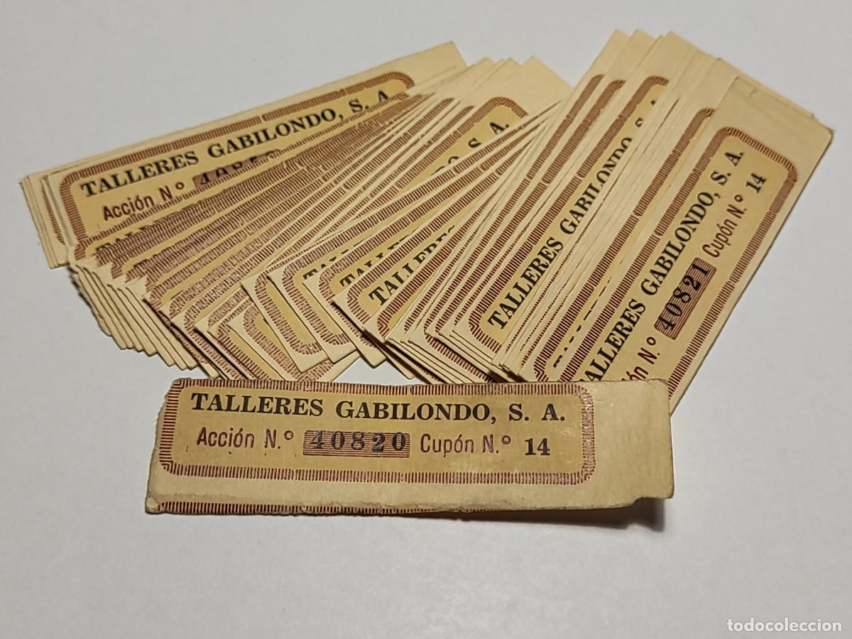 Coleccionismo acciones espa&ntilde;olas: Lote 45 Antiguos CUPONES de TALLERES GABILONDO S. A. (medidas 8.5 cms x 2)