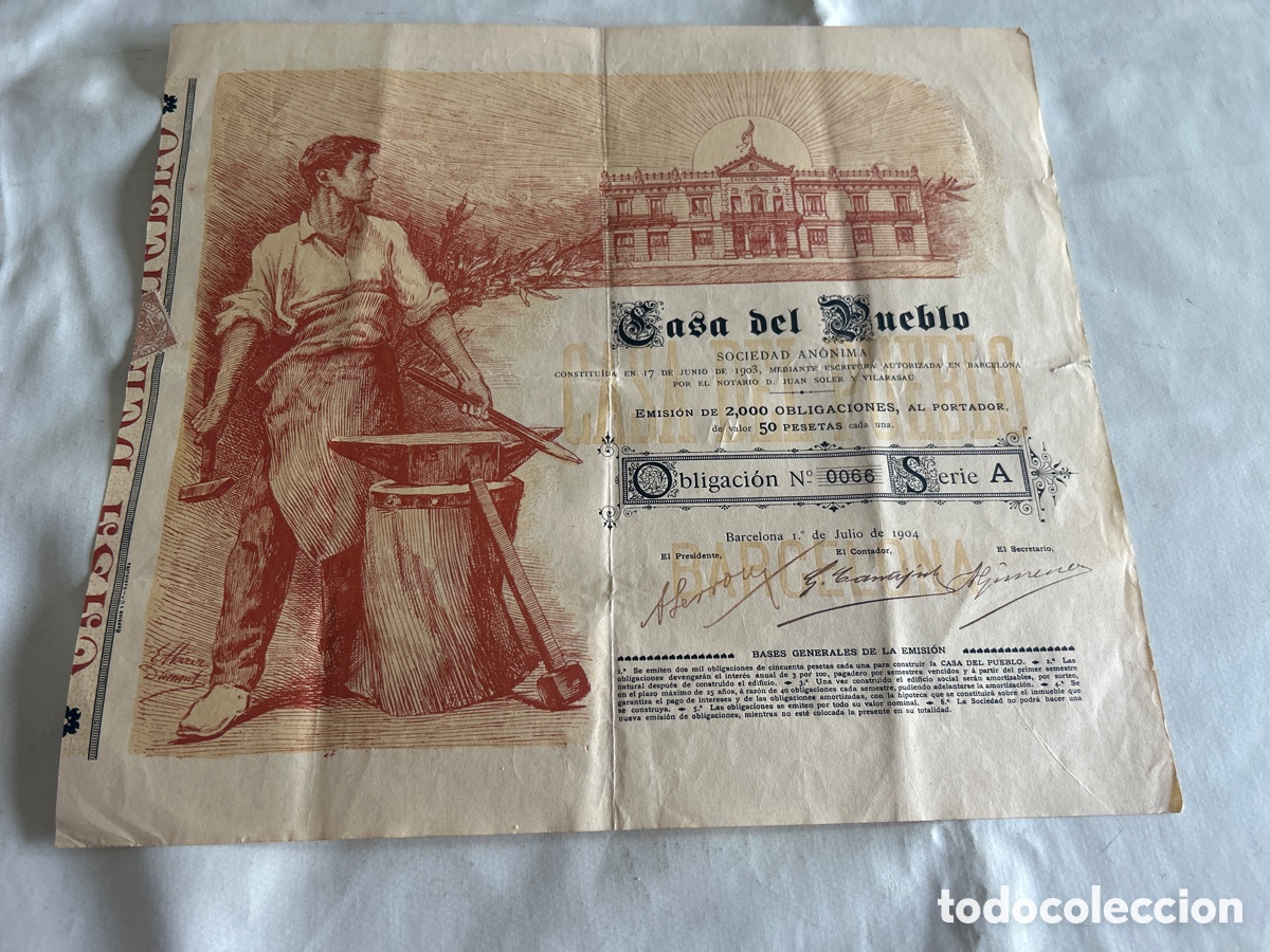 Collectionnisme Actions Espagne: Antigua Obligaci&oacute;n al portador de 50 pesetas.1904