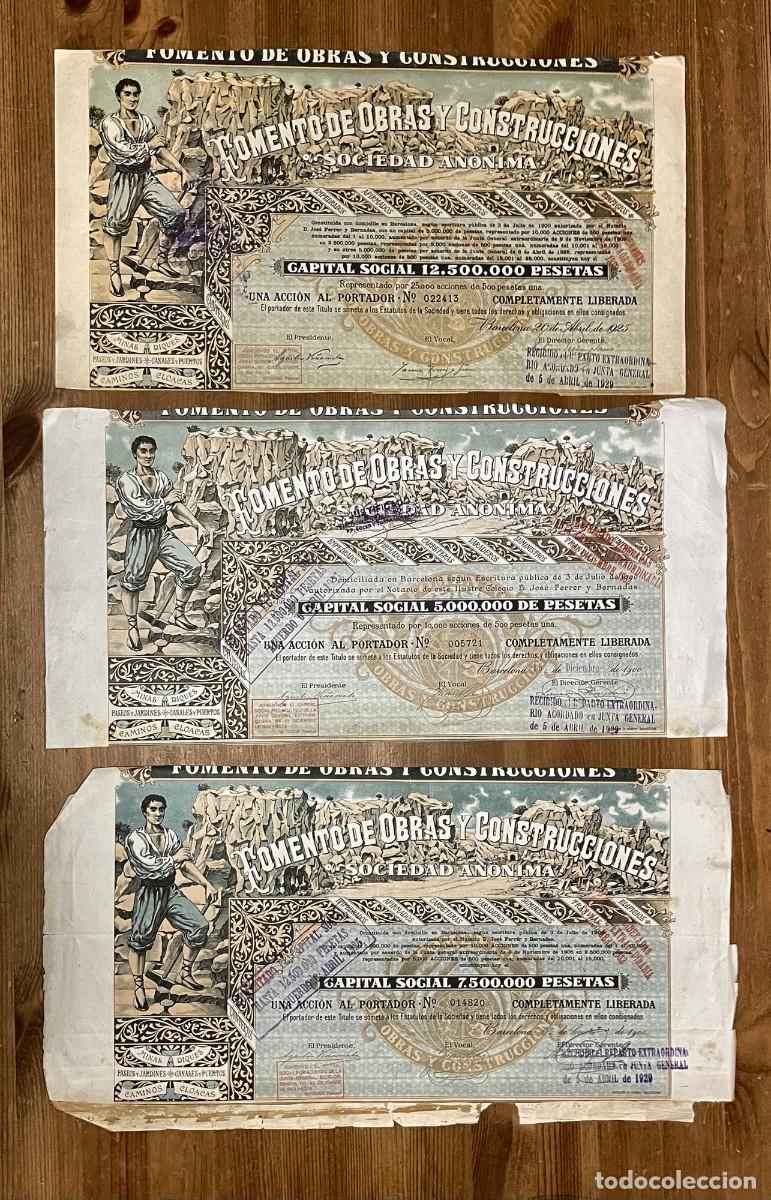 Collectables Spanish Shares: FOMENTO DE OBRAS Y CONSTRUCCIONES FOCSA SERIE 4 ACCIONES 1900 1906 1925 1975 FCC CANTERO