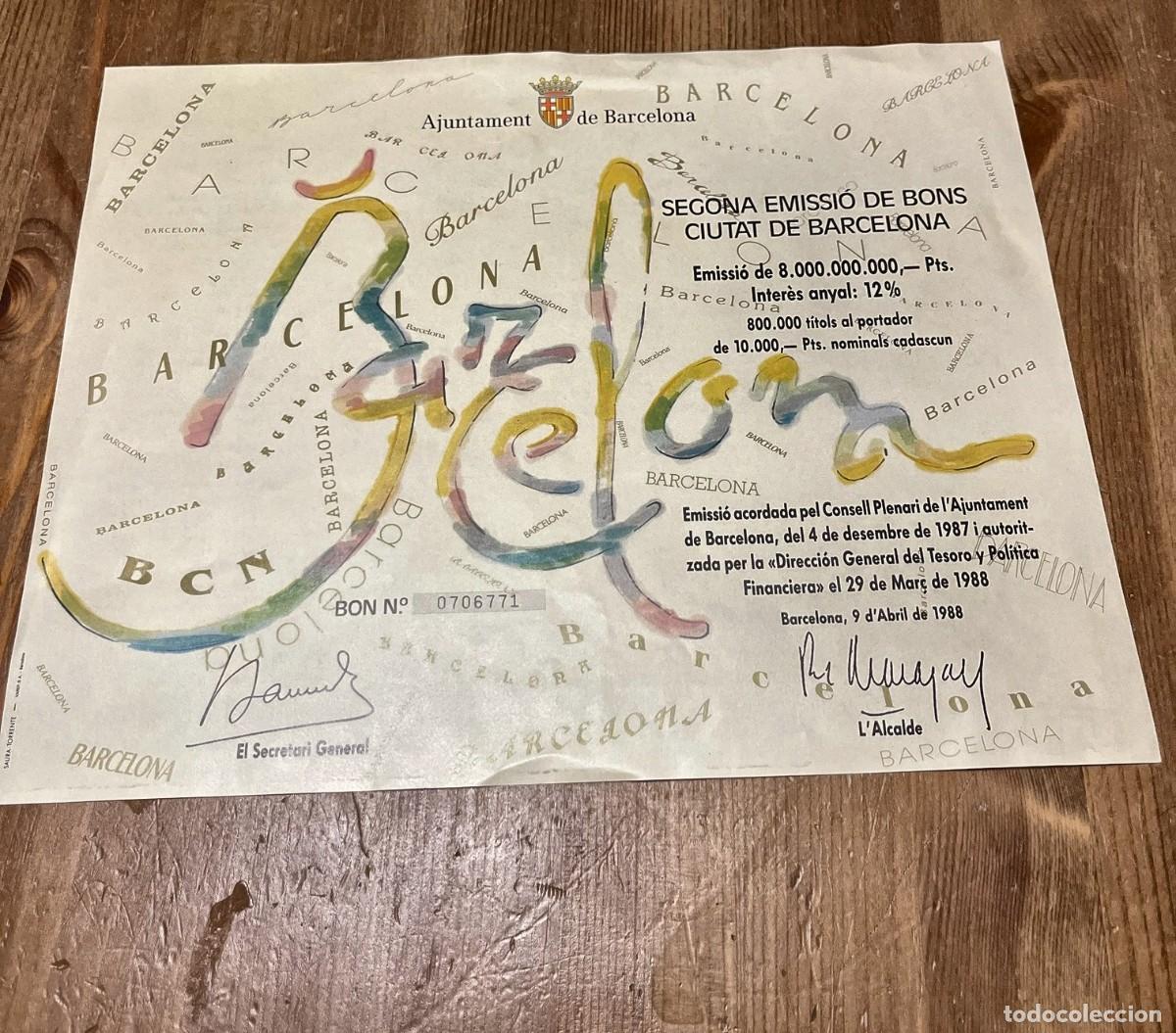 Coleccionismo acciones espa&ntilde;olas: LOTE 8 TITULOS BONOS CIUTAT BARCELONA MARISCAL 1988 ICO HOTELES UNIDOS COINTRA URBIS ROCALLA