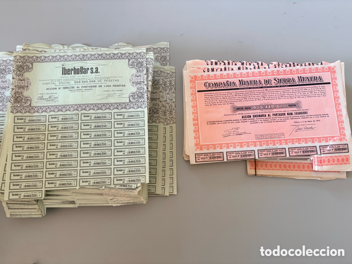 Coleccionismo acciones espa&ntilde;olas: ACCIONES 1970 Mineria e Inmobiliaria