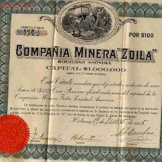 Collezionismo Azioni Internazionali: ACCION COMPAÑIA MINERA ZOILA 1918 CUBA