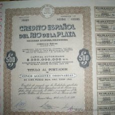 Coleccionismo Acciones Extranjeras: CREDITO ESPAÑOL DEL RIO DE LA PLATA -AÑO 1961. Lote 26376623