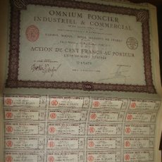 Coleccionismo Acciones Extranjeras: ACCION DE OMNIUM FONCIER INDUSTRIEL & COMMERCIAL AÑO 1923