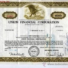 Coleccionismo Acciones Extranjeras: UNION FINANCIAL CORPORATION