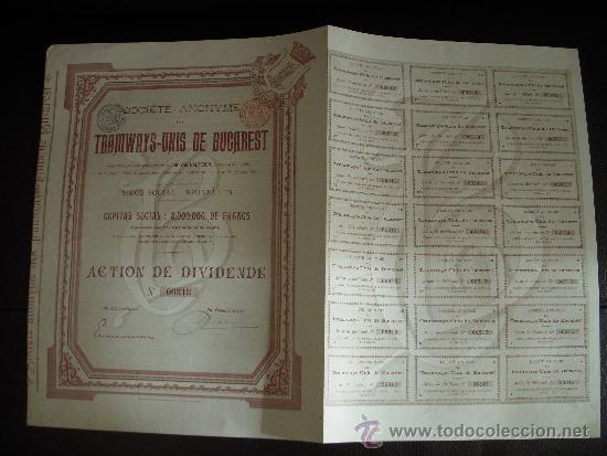 Coleccionismo acciones extranjeras: Tramways-Unis de Bucarest - Foto 1