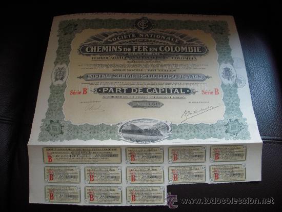 Coleccionismo acciones extranjeras: Chemins de fer en Colombie - Foto 1