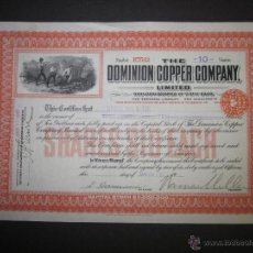 Coleccionismo Acciones Extranjeras: THE DOMINION COPPER COMPANY - AÑO 1907 - MINERIA - (ACCION-38)