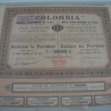 Coleccionismo Acciones Extranjeras: COLOMBIA SOCIÉTÉ FRANCO-ROMANA DE PETROL. Lote 47339423