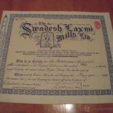 Coleccionismo Acciones Extranjeras: THE SWADESH LAXMI MILLS LTD, 1923 (INDIA). Lote 47385692