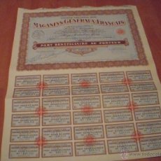 Coleccionismo Acciones Extranjeras: SOCIÉTÉ NOUVELLE DES MAGASINS GÉNÉRAUX FRANÇAIS, 1929