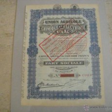 Coleccionismo Acciones Extranjeras: UNION AGRICOLE CHIMIQUE ET ÉLECTRIQUE UNAC, 1929