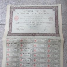Coleccionismo Acciones Extranjeras: ACCION. OMNIUM FONCIER INDUSTRIEL & COMMERCIAL. PARIS. 1923