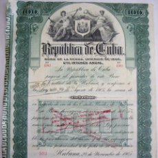 Coleccionismo Acciones Extranjeras: BONO DE 100 PESOS DE LA REPUBLICA DE CUBA - HABANA CUBA 1905 - RARO