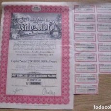 Coleccionismo Acciones Extranjeras: ACCION DE LA SOCIETE DES MINES D'OR DE KILO-MOTO DEL CONGO BELGA DEL AÑO 1944 (MINAS ORO) . Lote 87499236