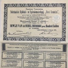 Coleccionismo Acciones Extranjeras: OOST-SUMATRA, 1898