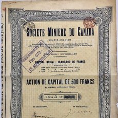 Coleccionismo Acciones Extranjeras: SOCIÉTÉ MINIÈRE DU CANADA, 1910