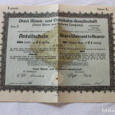 Colecionismo Ações Internacionais: ACCION DE MINAS Y FERROCARRIL, OTAVI MINAS Y FERROCARRILES, BERLIN 1921. Lote 128325115