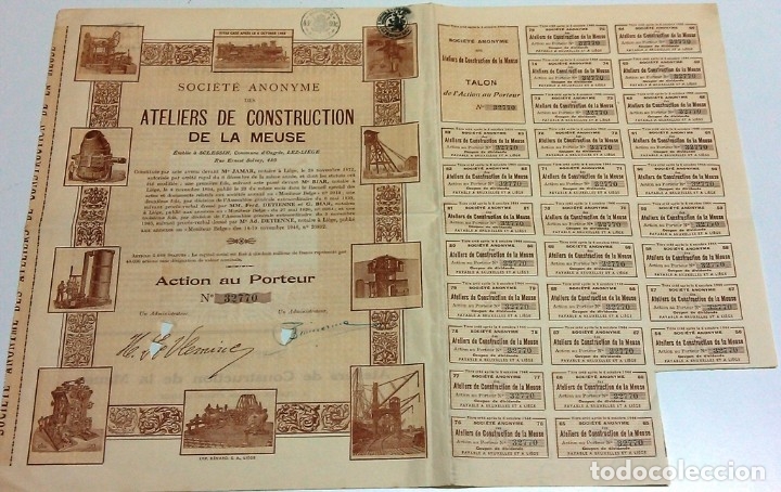 Coleccionismo acciones extranjeras: Ateliers de Construction de la Meuse - Foto 1