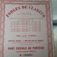 Coleccionismo Acciones Extranjeras: ACCION FORGES DE CLABECQ AÑO 1963. Lote 178381943