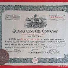 Collezionismo Azioni Internazionali: ACCION PETROLEO GUANABACOA OIL COMPANY HABANA CUBA 1917 VALOR 1000 ORIGINAL , K