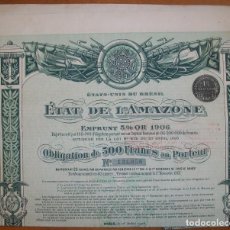 Coleccionismo Acciones Extranjeras: BRASIL. OBLIGACIÓN DE 500 FRANCOS AL PORTADOR DE EL ESTADO DE AMAZONAS. PARÍS. 1906