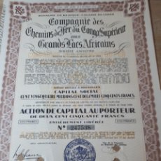 Coleccionismo Acciones Extranjeras: PRECIOSA ACCION COMPAGNIE DES CHEMINS DU CONGO SUPERIEUR. Lote 289635663