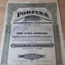 Coleccionismo Acciones Extranjeras: ACCION FORFINA EXPLOTACIONES FORESRALES 1926. Lote 289636443