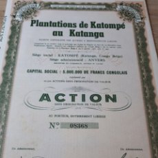 Coleccionismo Acciones Extranjeras: PLANTATIONS DE KATOMPE AU KATANGA. Lote 289676358