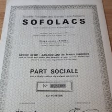 Coleccionismo Acciones Extranjeras: ACCION SOFOLACS SOCIETE FONCIERE DES GRANDS LACS AFRICAINS. Lote 289683258