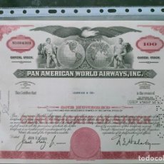 Coleccionismo Acciones Extranjeras: PAN AMERICAN WORLD AIRWAYS INC..USA... CERTIFICADO DE 100 ACCIONES