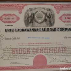 Coleccionismo Acciones Extranjeras: ERIE-LACKAWANNA RAILROAD COMPANY.. NEW YORK..USA...CERTIFICADO DE 100 ACCIONES. Lote 339076518
