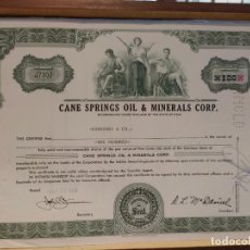 Coleccionismo Acciones Extranjeras: CANE SPRINGS OIL & MINERAL . UTAH. CANADÁ... CERTIFICADO DE 100 ACCIONES. Lote 339086213