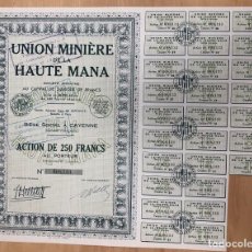 Colecionismo Ações Internacionais: ACCION UNION MINIÈRE DE LA HAUTE MANA. GUYANE FRANÇAISE. 1948. Lote 353818833