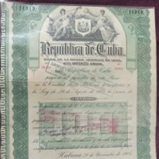 Colecionismo Ações Internacionais: CUBA,BONO DE LA DEUDA INTERIOR DE LA REPUBLICA DE CUBA,1905. Lote 362824840