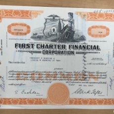 Colecionismo Ações Internacionais: CERTIFICADO POSESION 3 ACCIONES FIRST CHARTER FINANCIAL CORPORATION. LOS ANGELES 1969. Lote 366442646