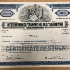 Colecionismo Ações Internacionais: CERTIFICADO POSEEDOR ACCIONES INTERNATIONAL TELEPHONE AND TELEGRAPH. 1968. Lote 369258186