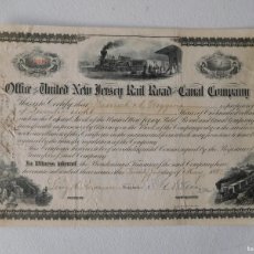 Collezionismo Azioni Internazionali: ACCIÓN OFFICE UNITED NEW JERSEY RAIL ROAD & CANAL COMPANY AÑO 1881 USA